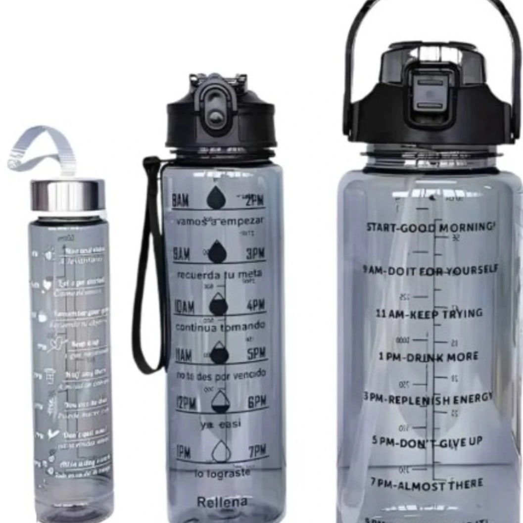3-in-1 Transparent Water Bottle Set with Straw | BPA-Free Leakproof Sports Bottles | 2000ml, 900ml & 400ml pac (5) - image 3