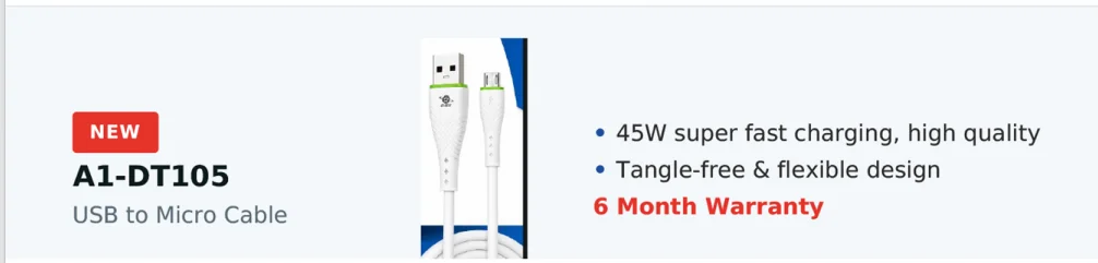 A1-Star High Speed 45W Micro-USB Data & Fast Charging Cable – White/Green - image 2