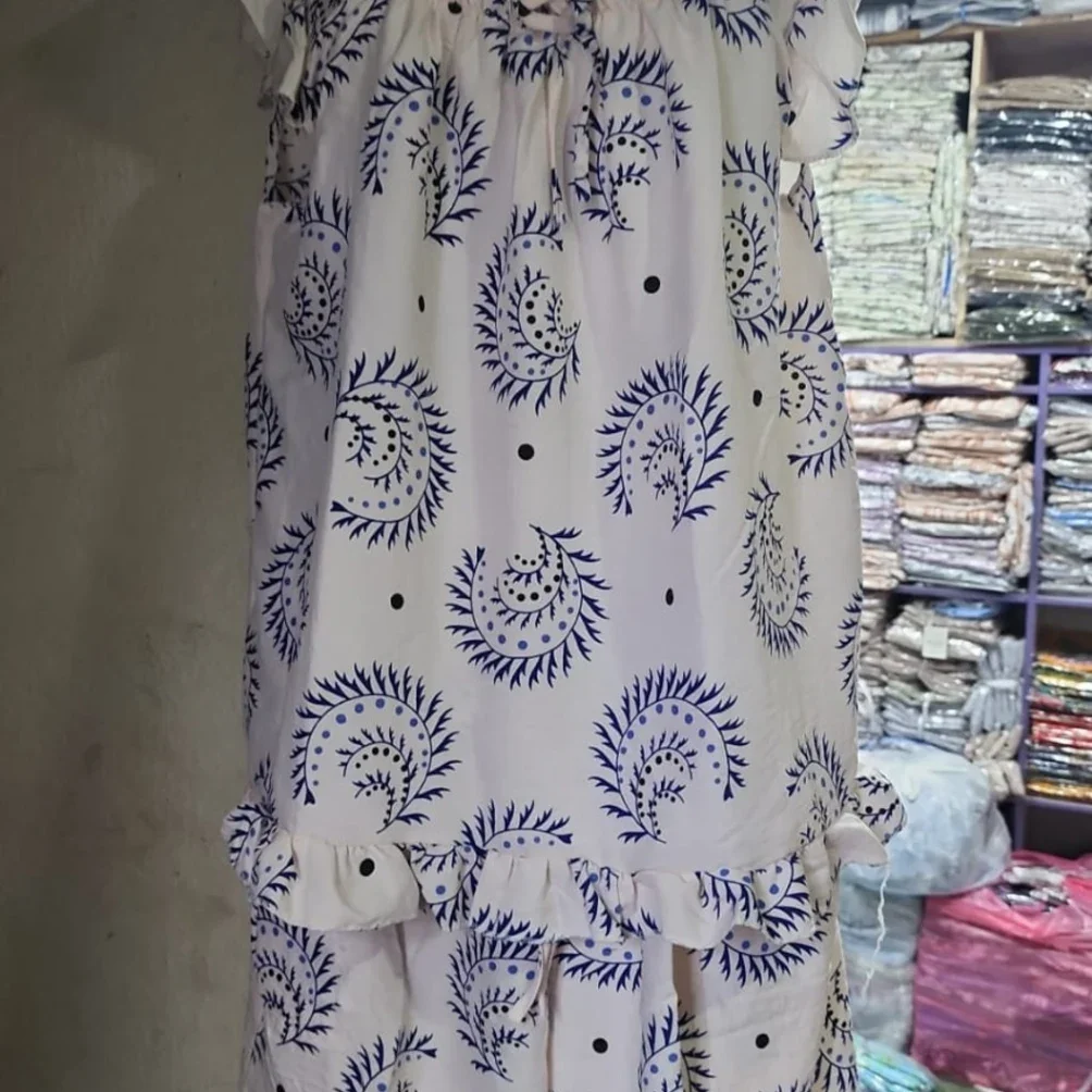 Women's Printed Ruffle Sleeveless Top & Shorts Nightwear Set - image 2