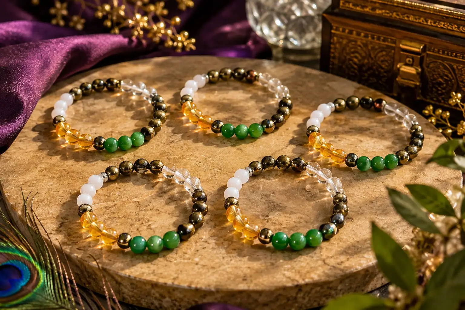 Luxury Dhan Yog Gemstone Bracelet Set | Premium Crystal Wealth & Abundance Jewelry - image 2