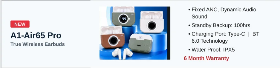 A1-Star A1-Air65Pro Wireless Hi-Fi Earbuds with Digital LED Display & 100 Hours Standby - image 2