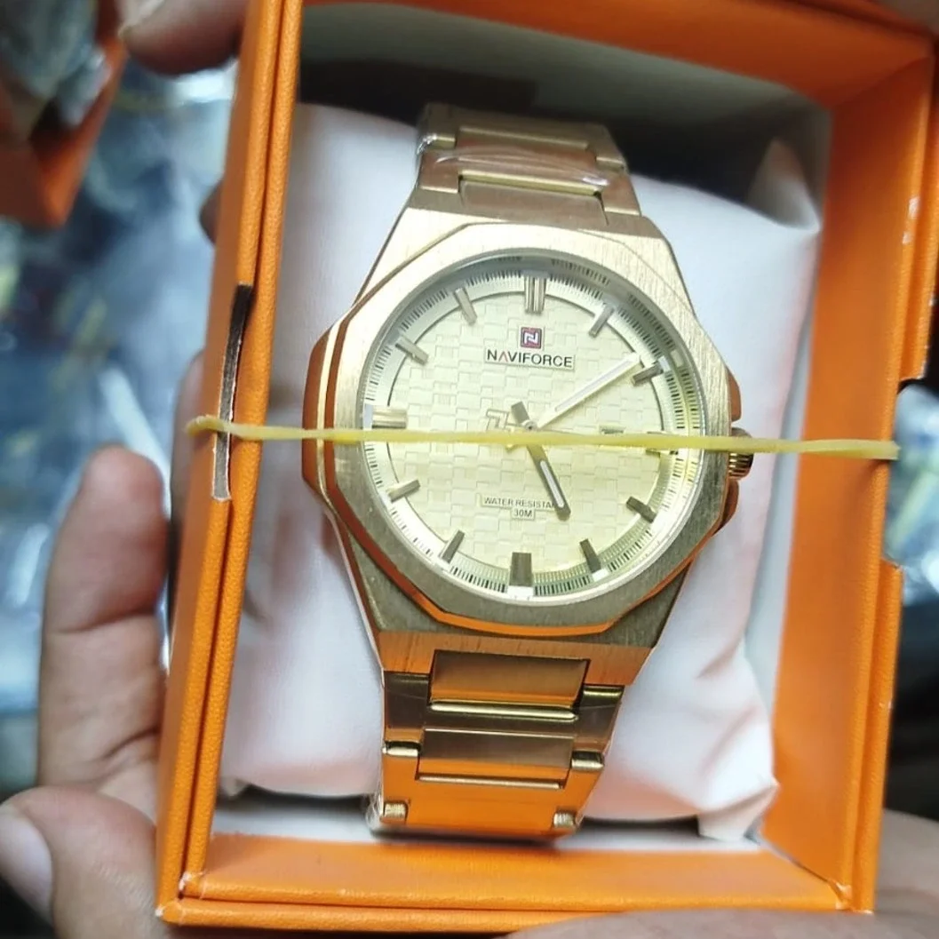 Naviforce Gold-Tone Octagonal Luxury Sports Watch - image 2