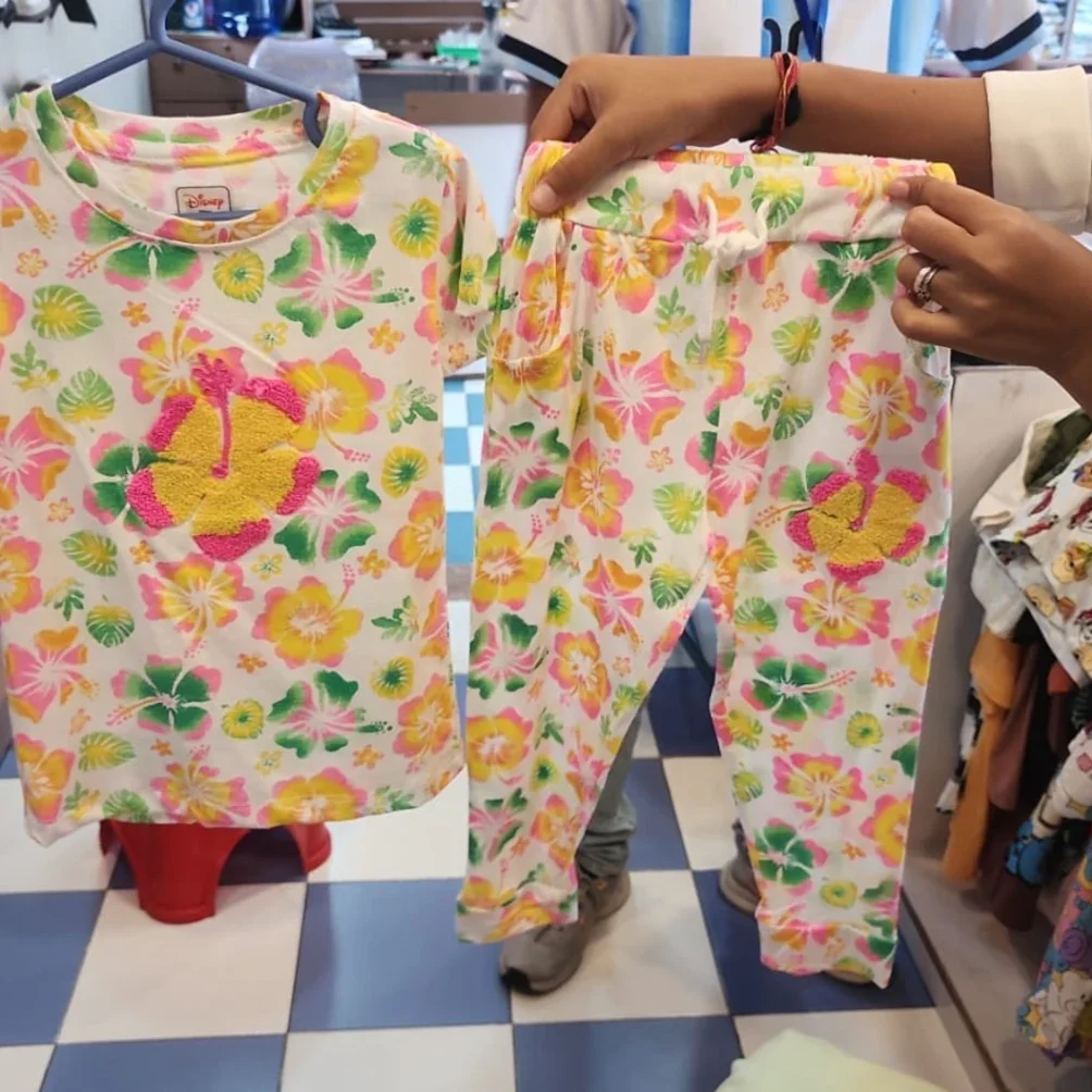 Disney Kids Tropical Floral Pajama Set - Short Sleeve T-Shirt and Pants (2-Piece) - image 2