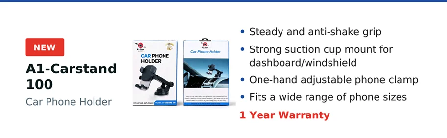 A1-Star A1-CARSTAND 100 Anti-Shake Car Phone Holder Mount with Adjustable Arm - image 2