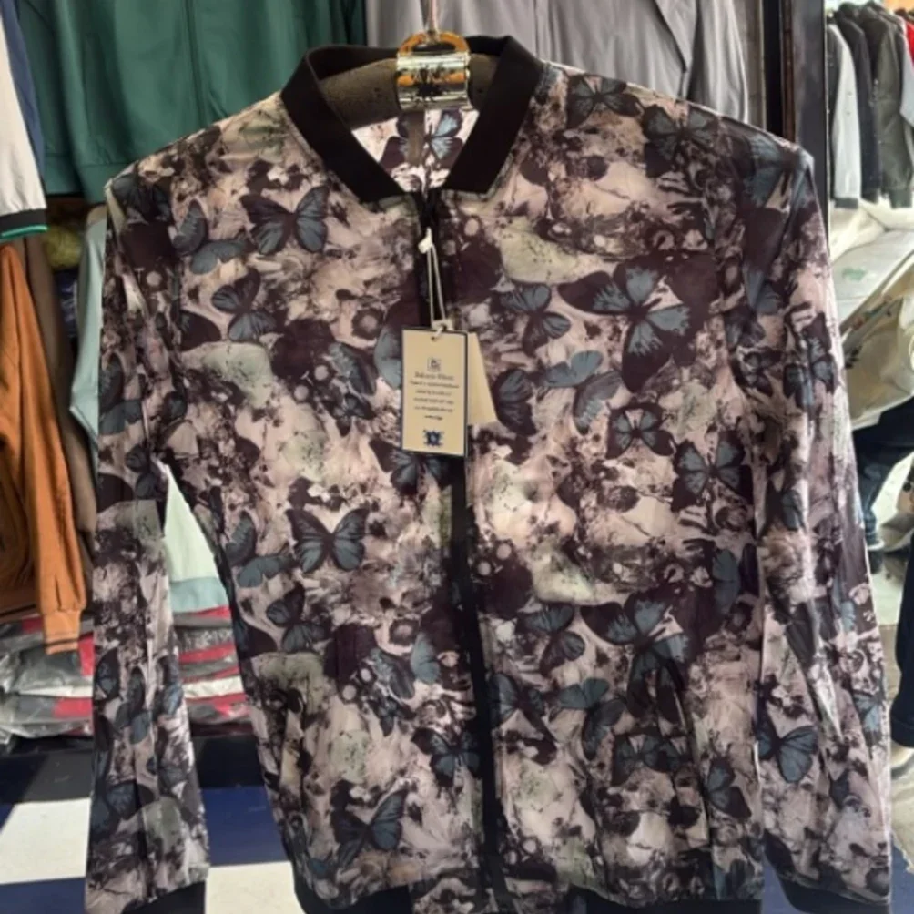 Full Butterfly Printed Bomber Jacket in Roman - image 3