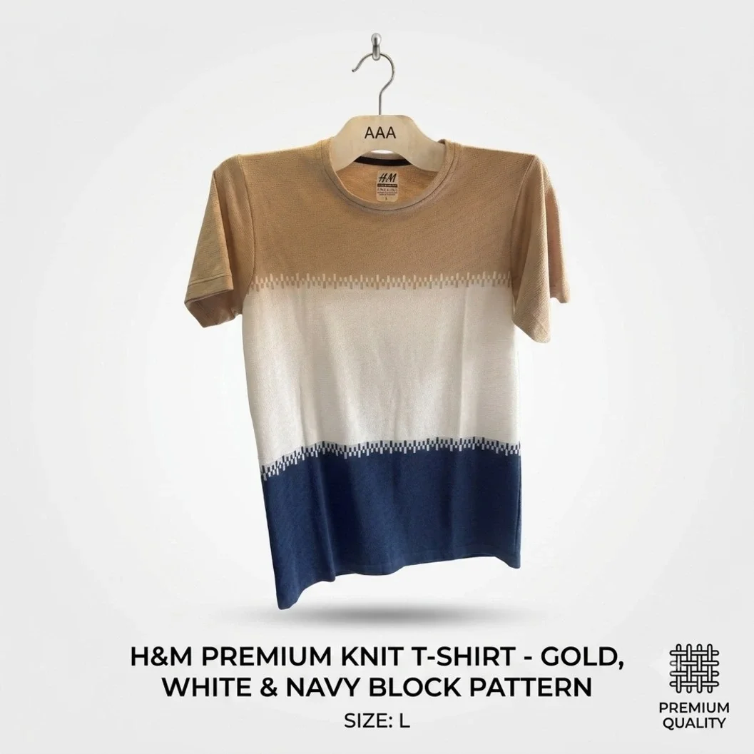 H&M Men's Premium Colorblock Knit Crew-Neck T-Shirt - image 2
