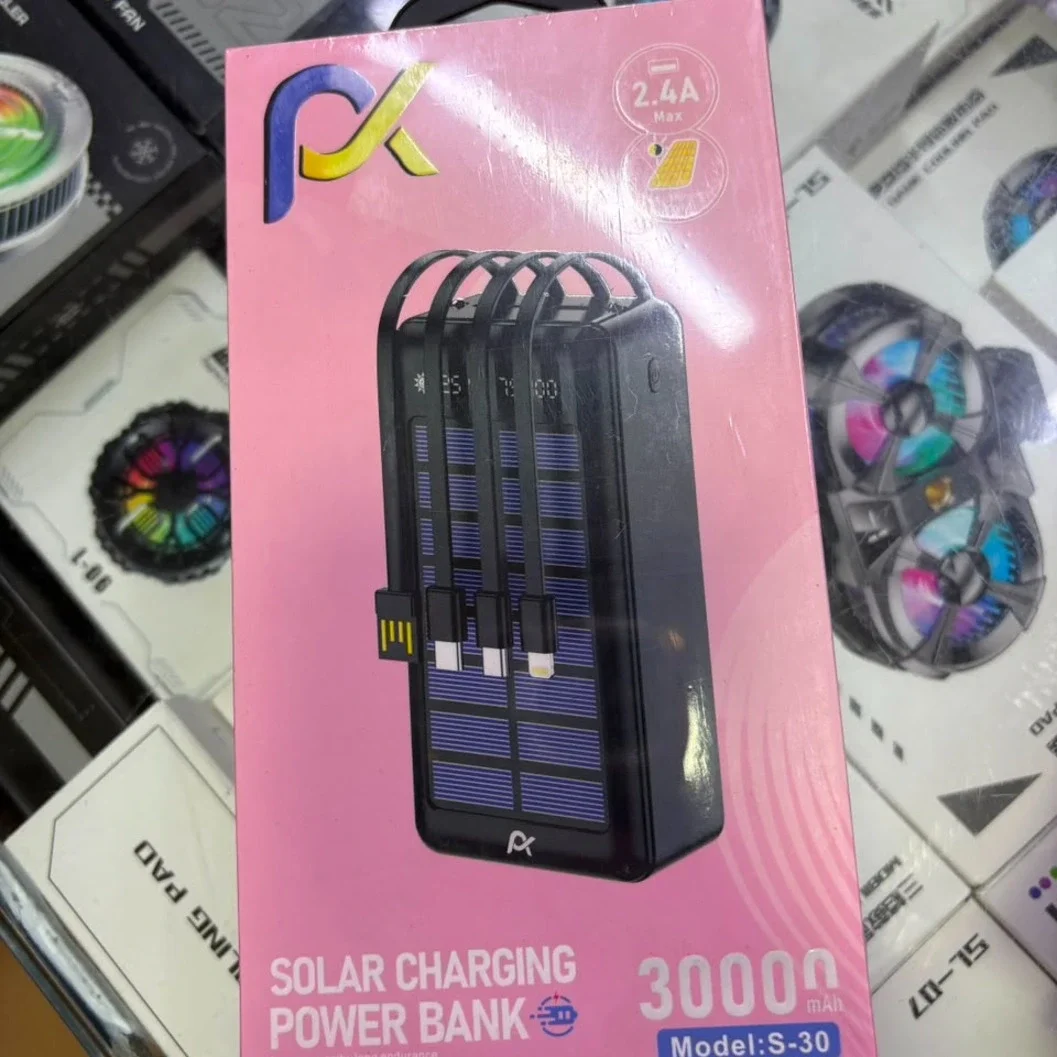 PX 30,000mAh Solar Charging Power Bank (Model S-30) - Built-in Multi-Cables & 2.4A Max Output - image 2