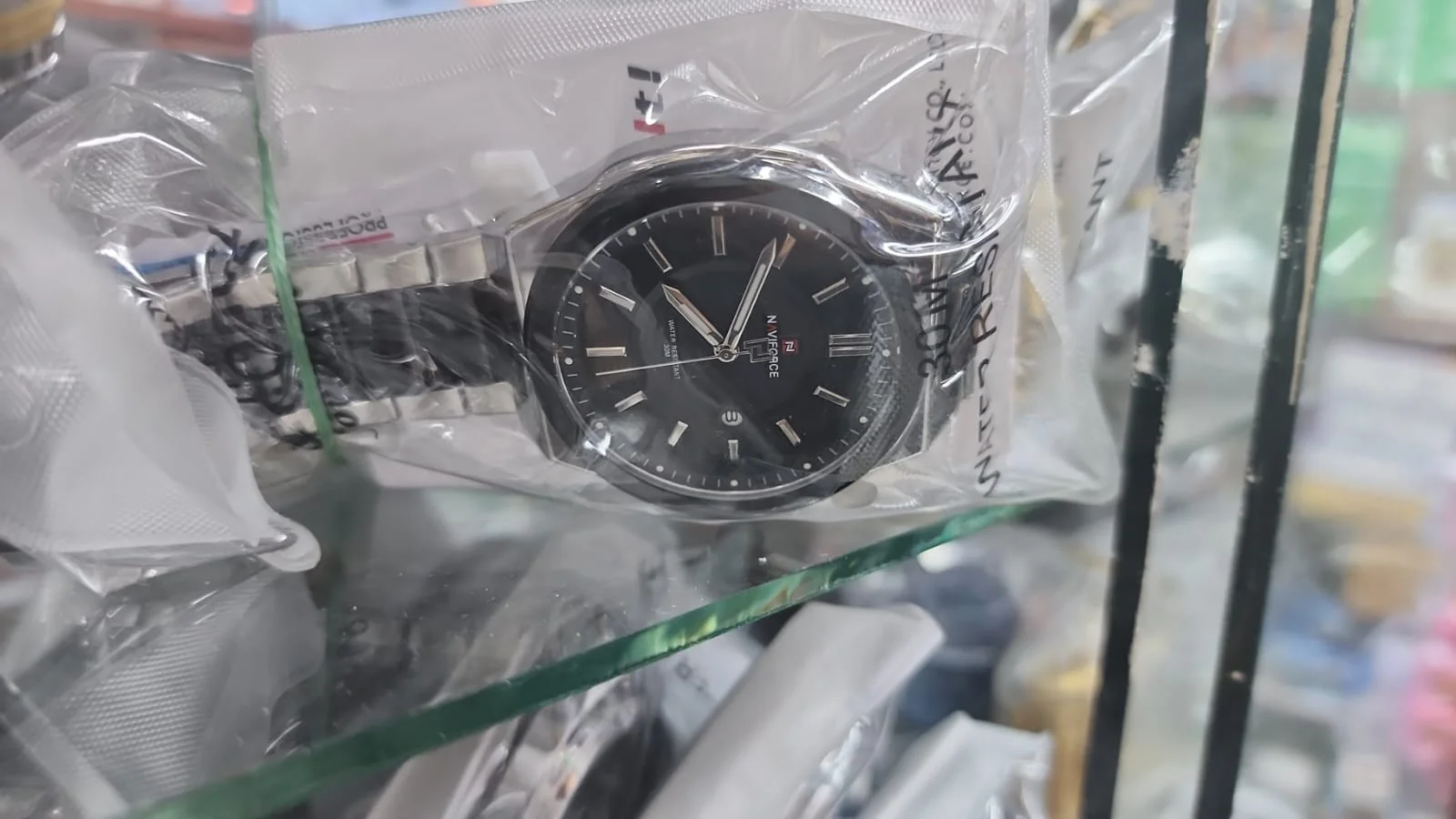 Naviforce Classic Silver Stainless Steel Men's Chronograph Watch with Black Dial - image 2