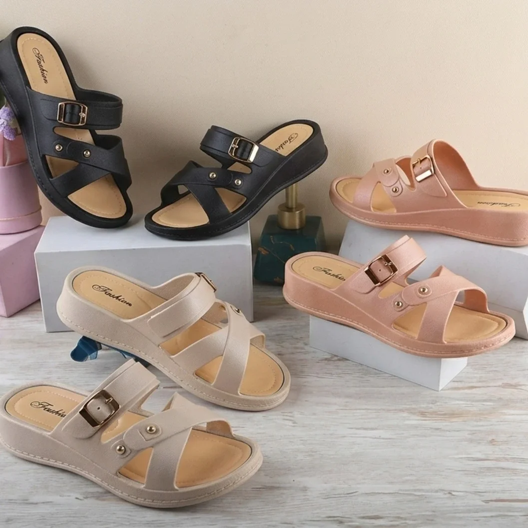 Women's Casual Lightweight PVC Platform Wedge Sandals - image 2