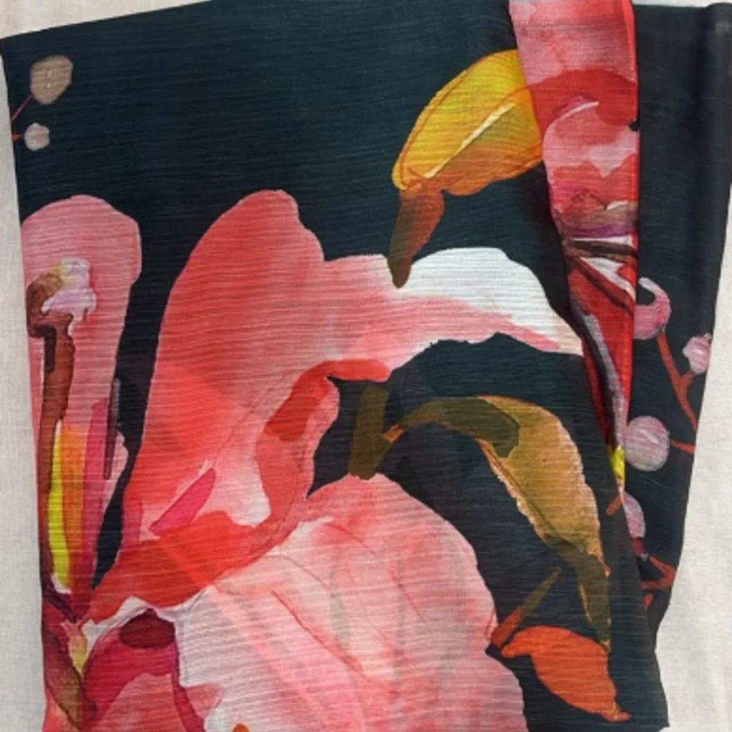 Elegant Black Chiffon Saree with Vibrant Floral Print||सारी - image 2