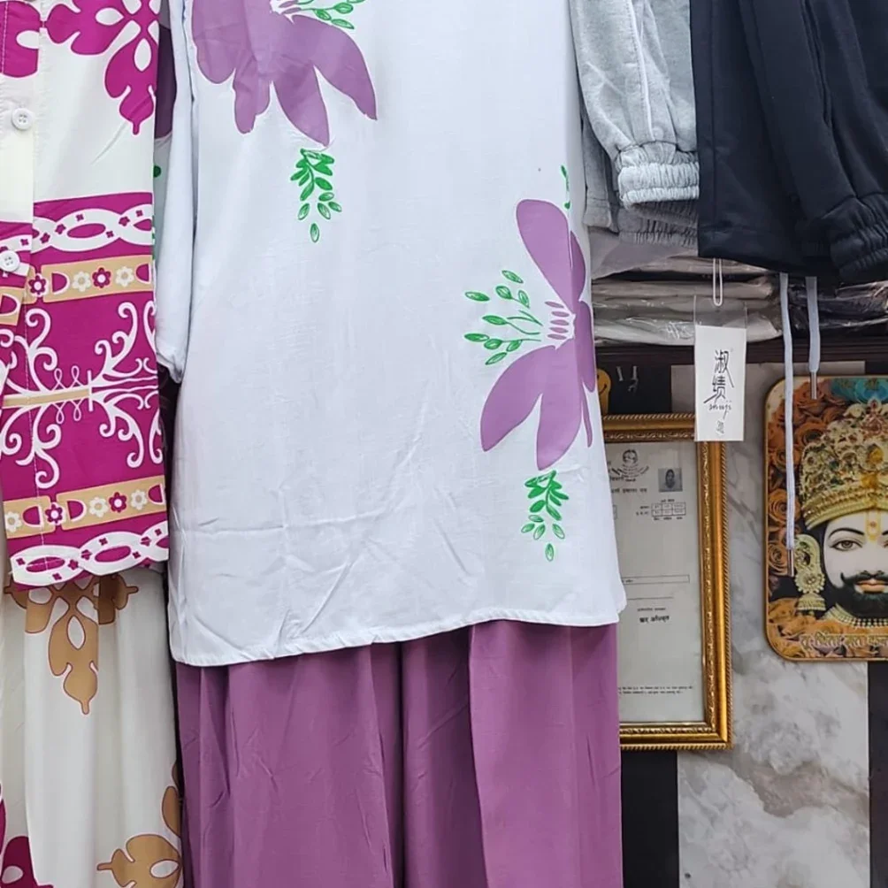 Women's Printed Kurta Set with Wide-Leg Trousers - image 2