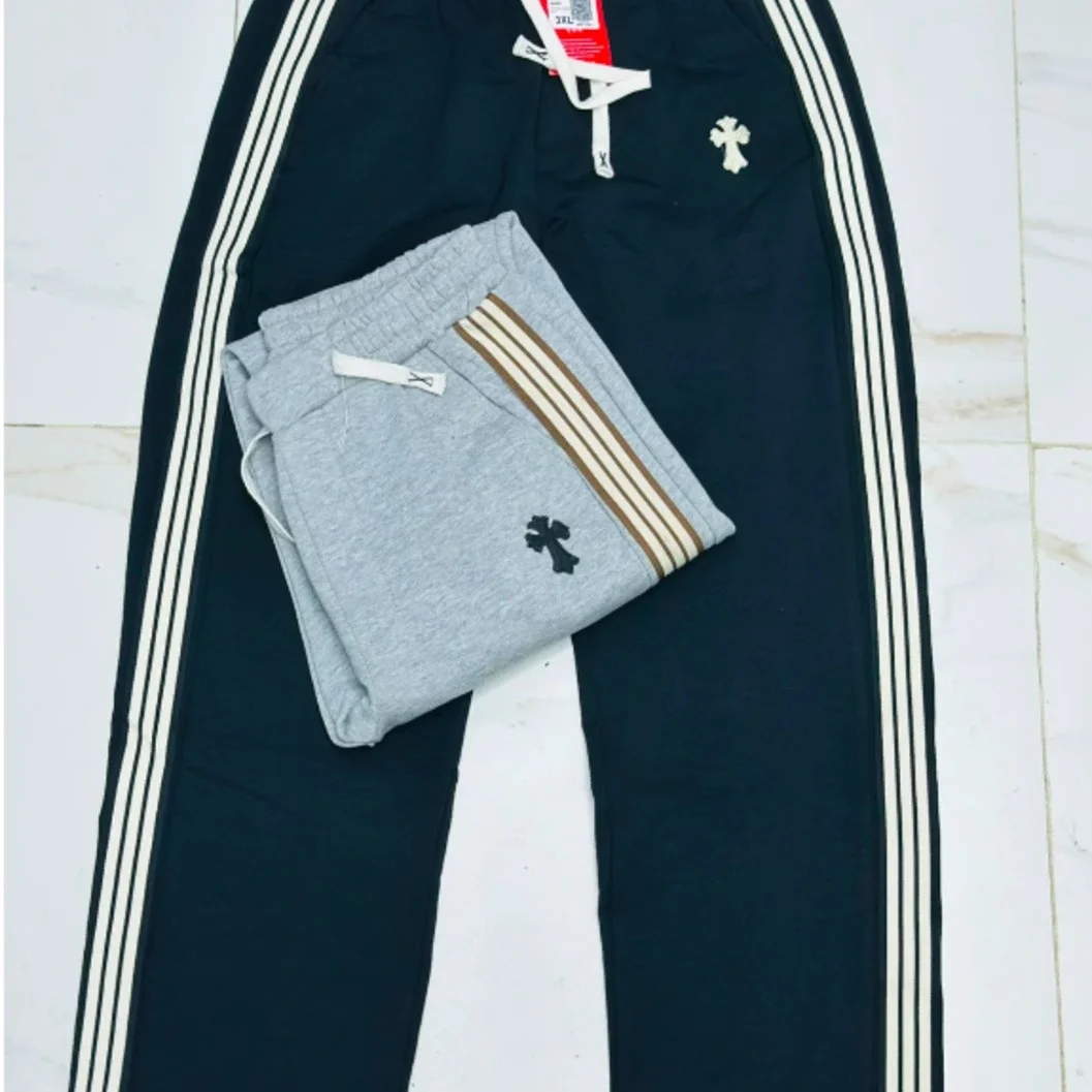 Chrome Hearts Style Triple-Stripe Track Sweatpants (Black & Grey Set) - image 2