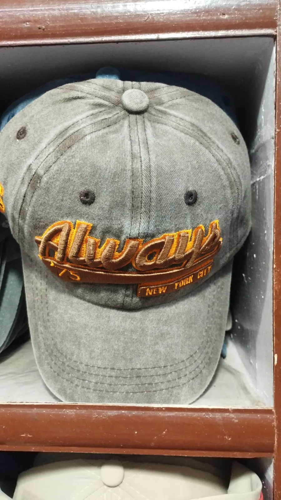 Vintage Washed Earth Grey Baseball Cap – Embroidered "Always" New York City Snapback Hat - image 2