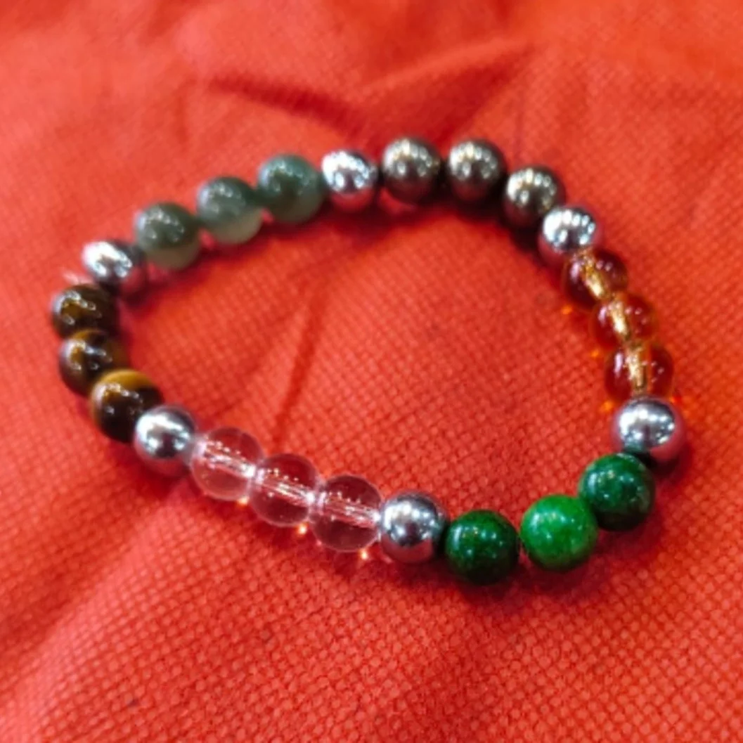 Elegant Multicolor Beaded Bracelet – Polished Round Gemstone Mix(Dhan Yog) - image 2