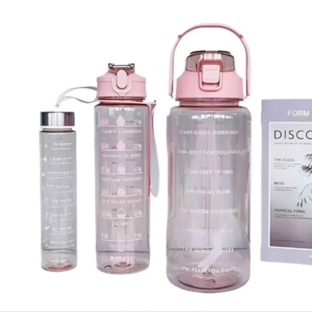 3-in-1 Transparent Water Bottle Set with Straw | BPA-Free Leakproof Sports Bottles | 2000ml, 900ml & 400ml pac (5) - image 5