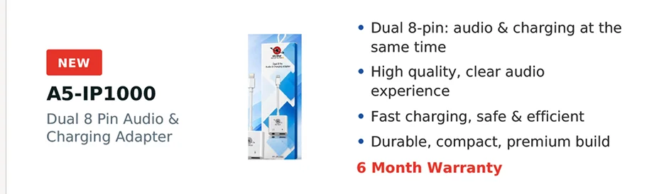 A5-Star A5-IP1000 Dual Audio & Charging Adapter (2-in-1 Type-C / Lightning Splitter) - image 2