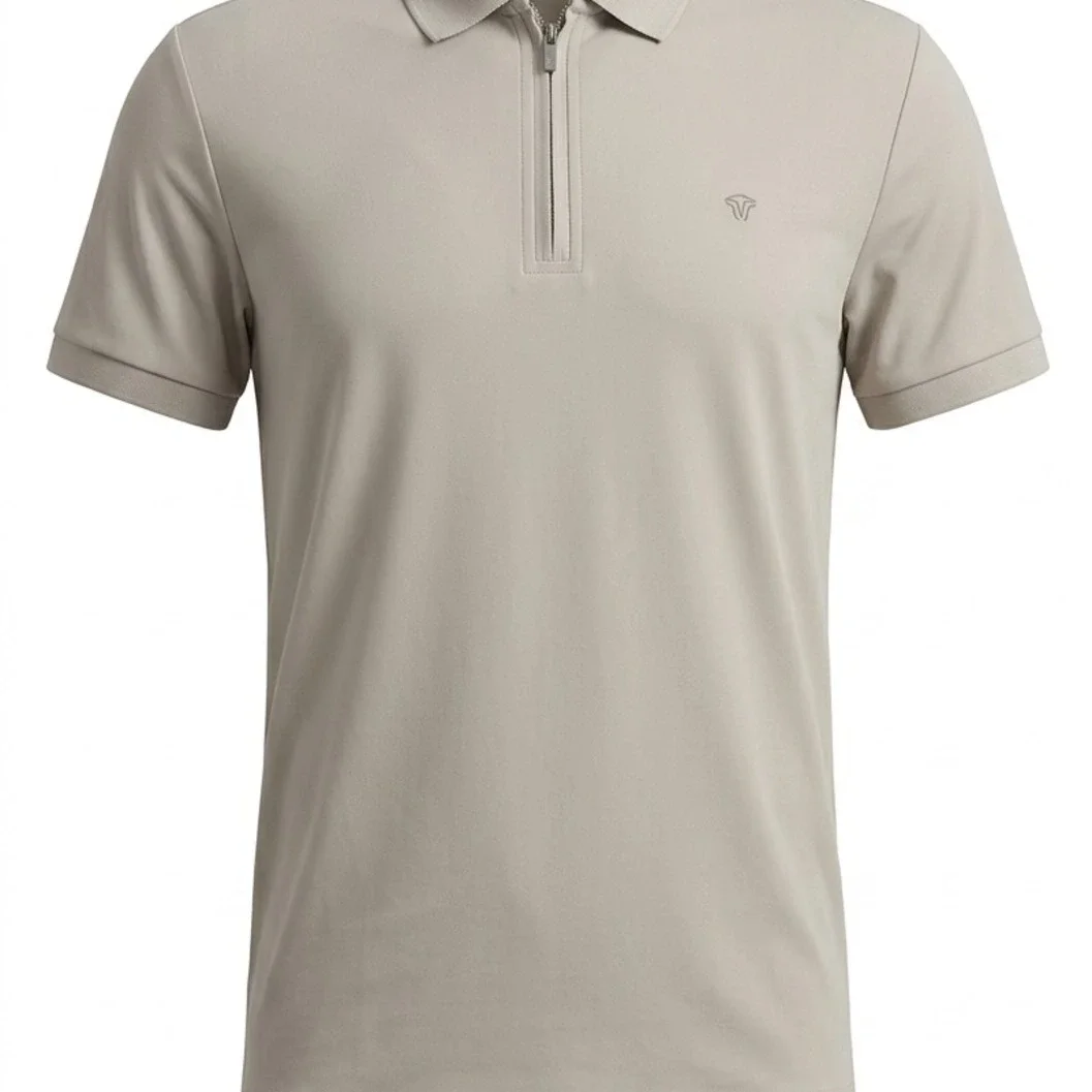 Light Beige Zipper Polo Shirt - image 2
