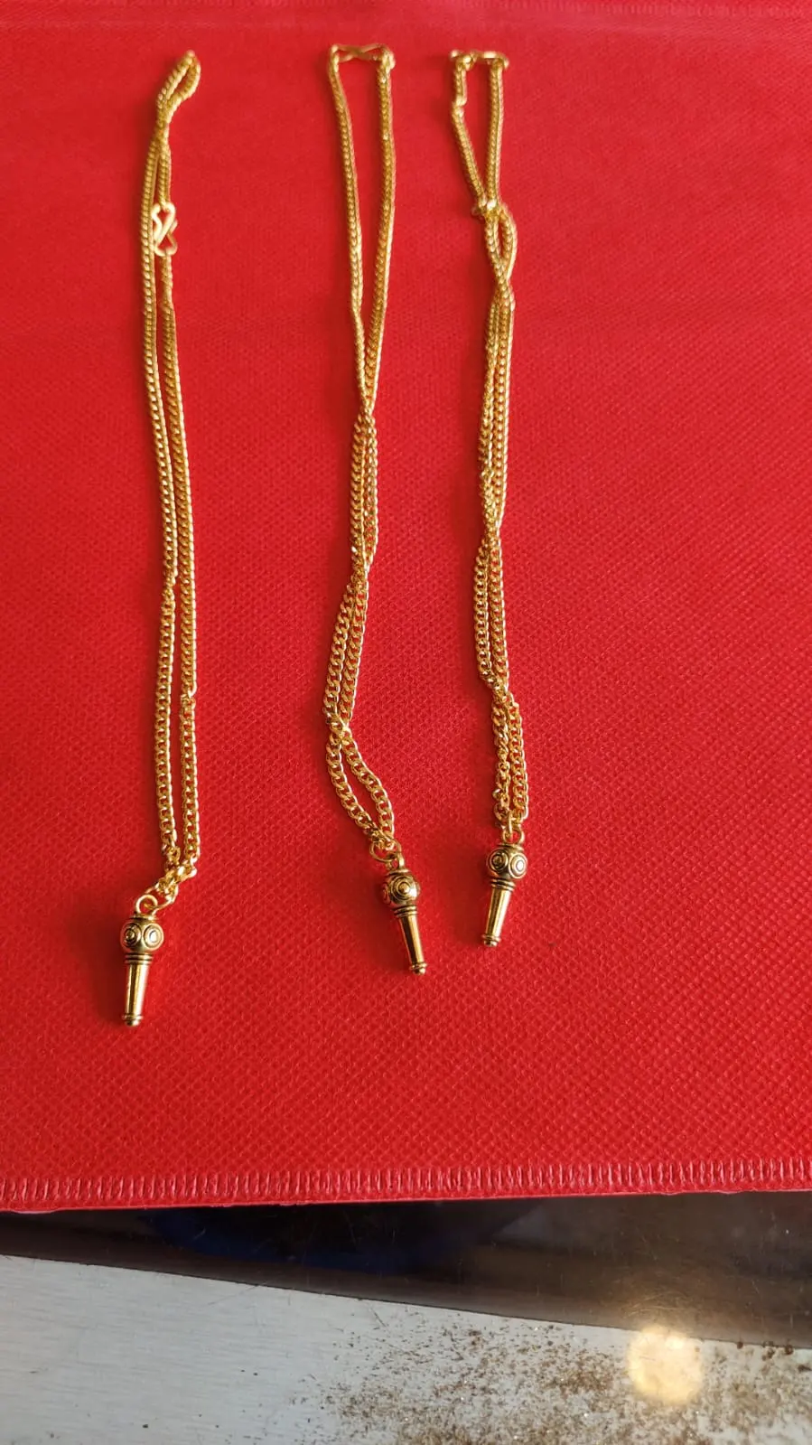 Set of 3 Gold Plated Lord Hanuman Gada Pendant Necklaces | Devotional Jewelry Combo - image 2