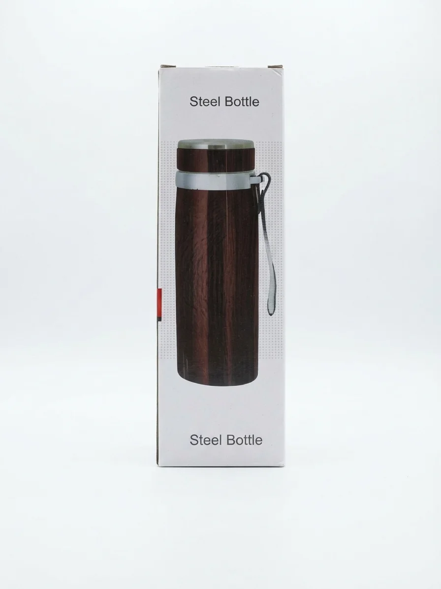 Insulated Wooden-Finish Stainless Steel Water Bottle with Carrying Strap - image 6