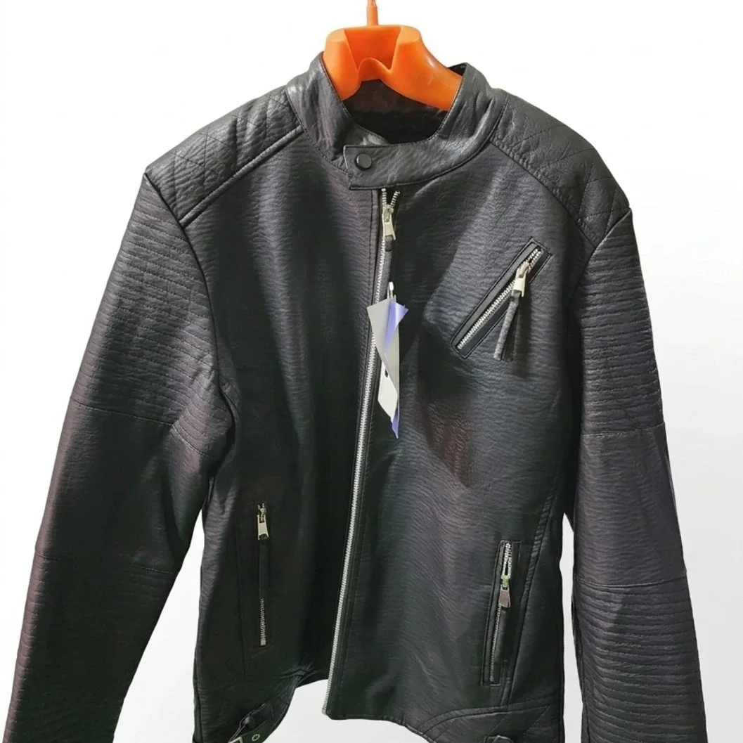 Black Leather Zipper Jacket - image 2
