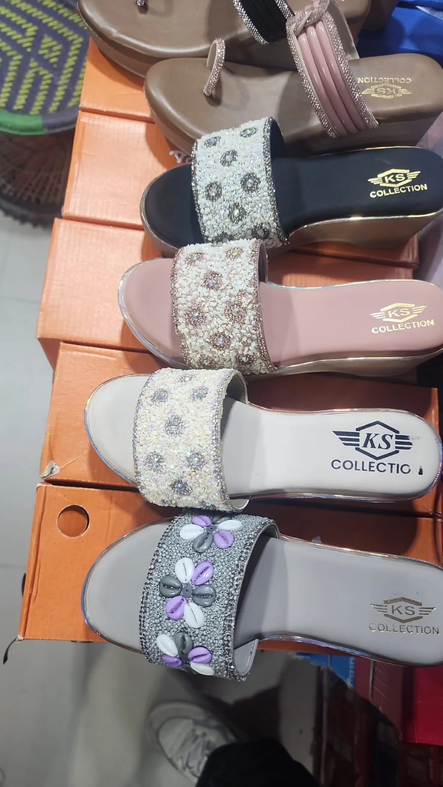 KS Collection Beaded & Studded Flat Slides - image 2