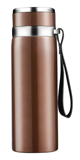 Insulated Wooden-Finish Stainless Steel Water Bottle with Carrying Strap - image 3
