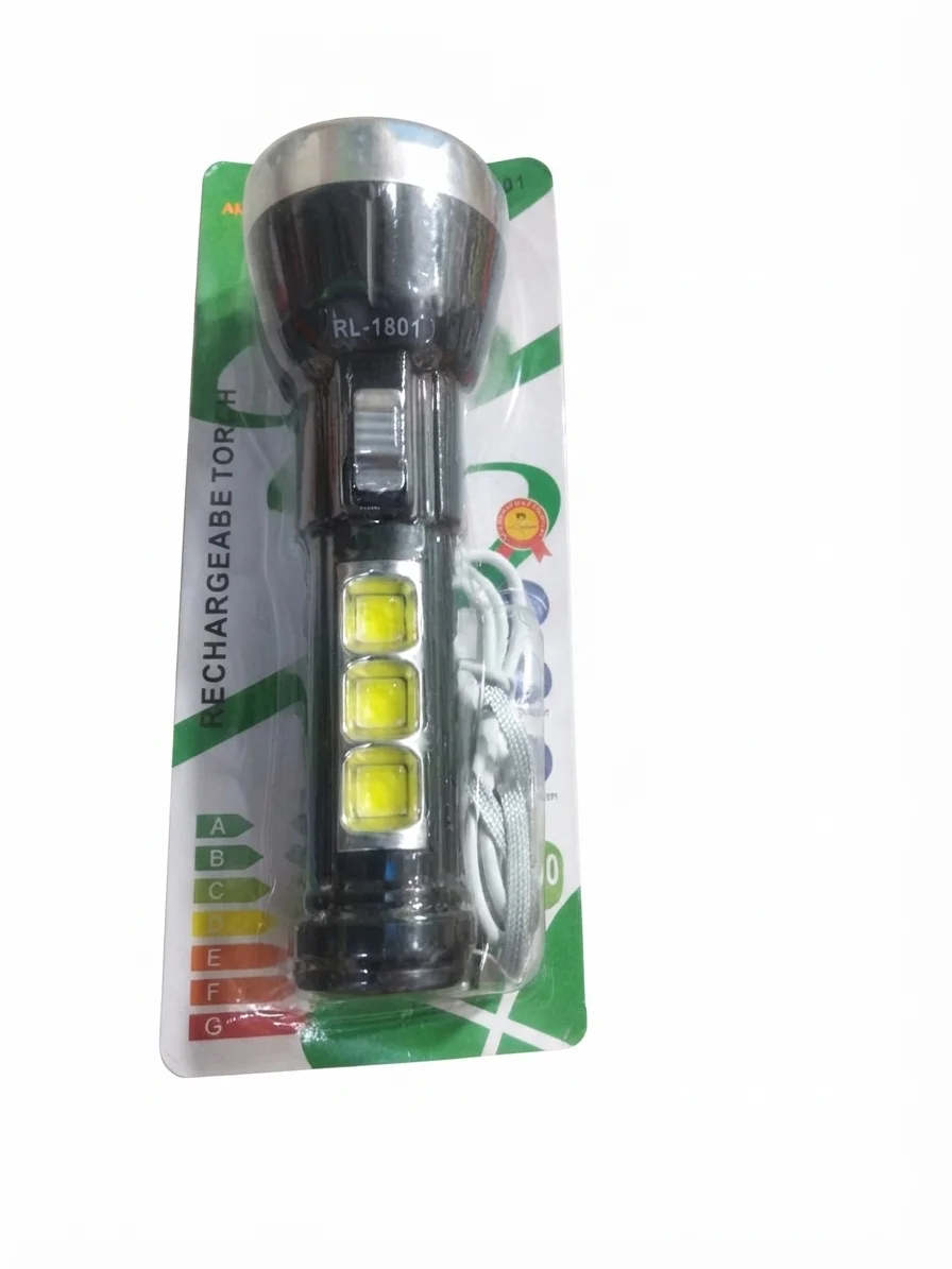 RL-1801 Rechargeable LED Torch Light with Side COB Lights - image 2