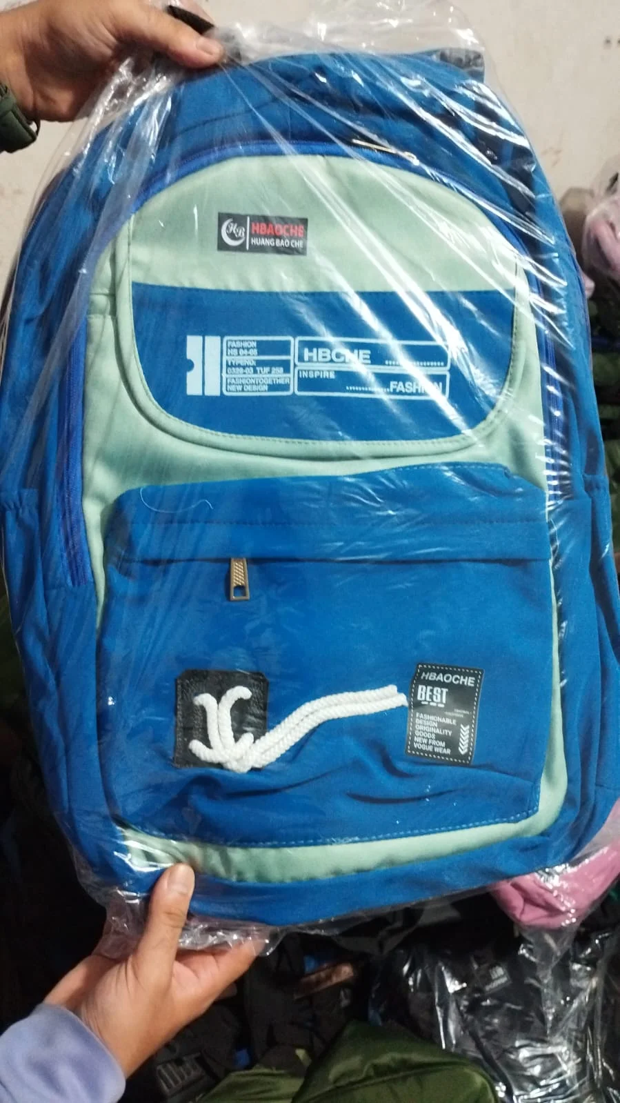 Pink and Navy Blue "Small Bag Big Dream" Backpack - image 2