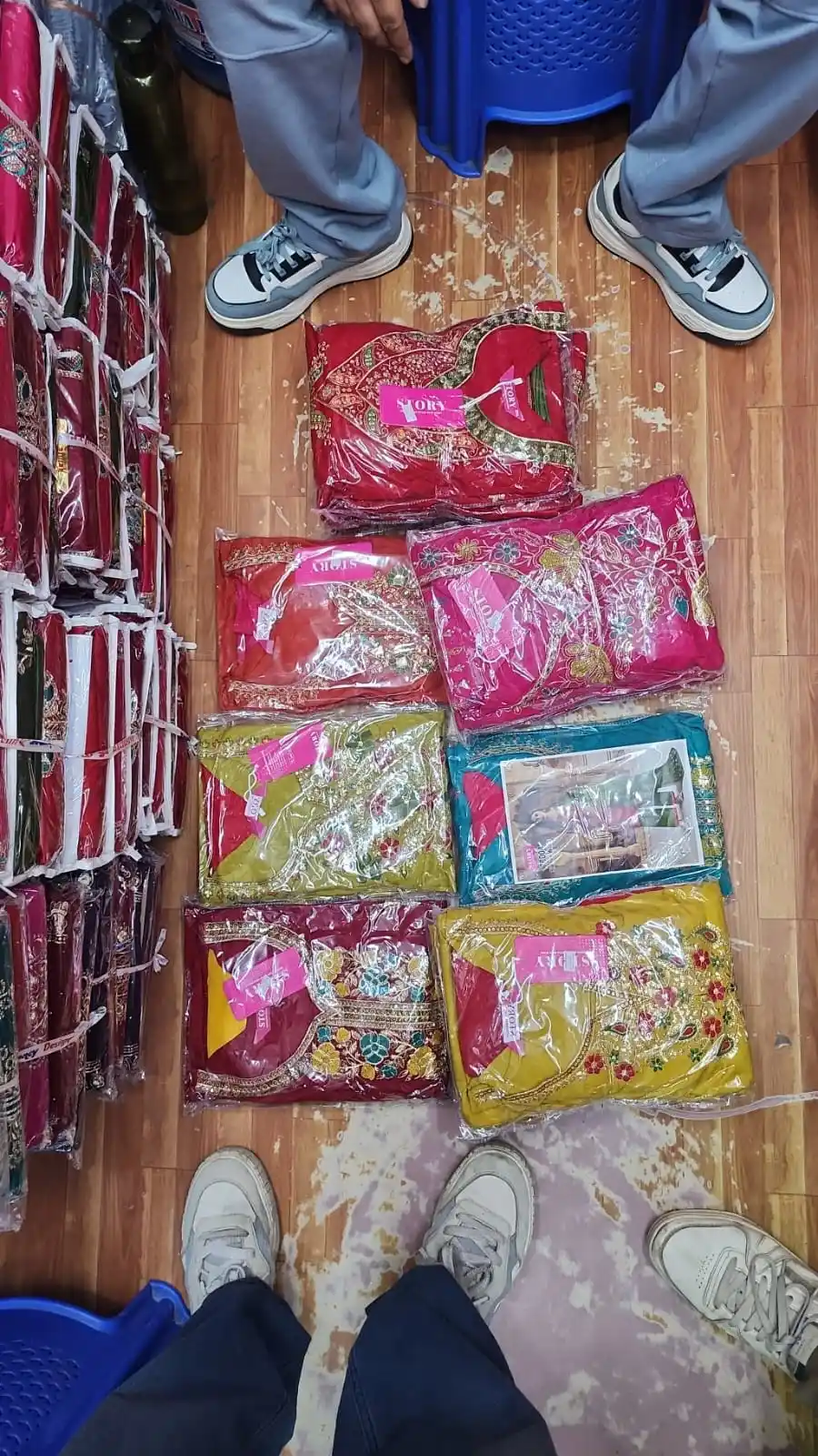 Story Collection  - Unstitched Red & Yellow Embroidered Salwar Kameez Suit Set - image 2