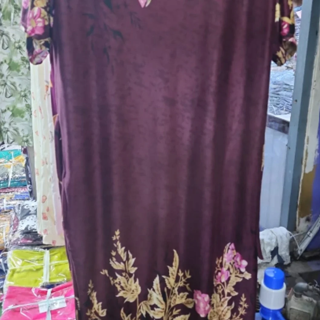 Elegant Maroon Floral & Leaf Print Short-Sleeve A-Line Dress - Dark Burgundy - image 2