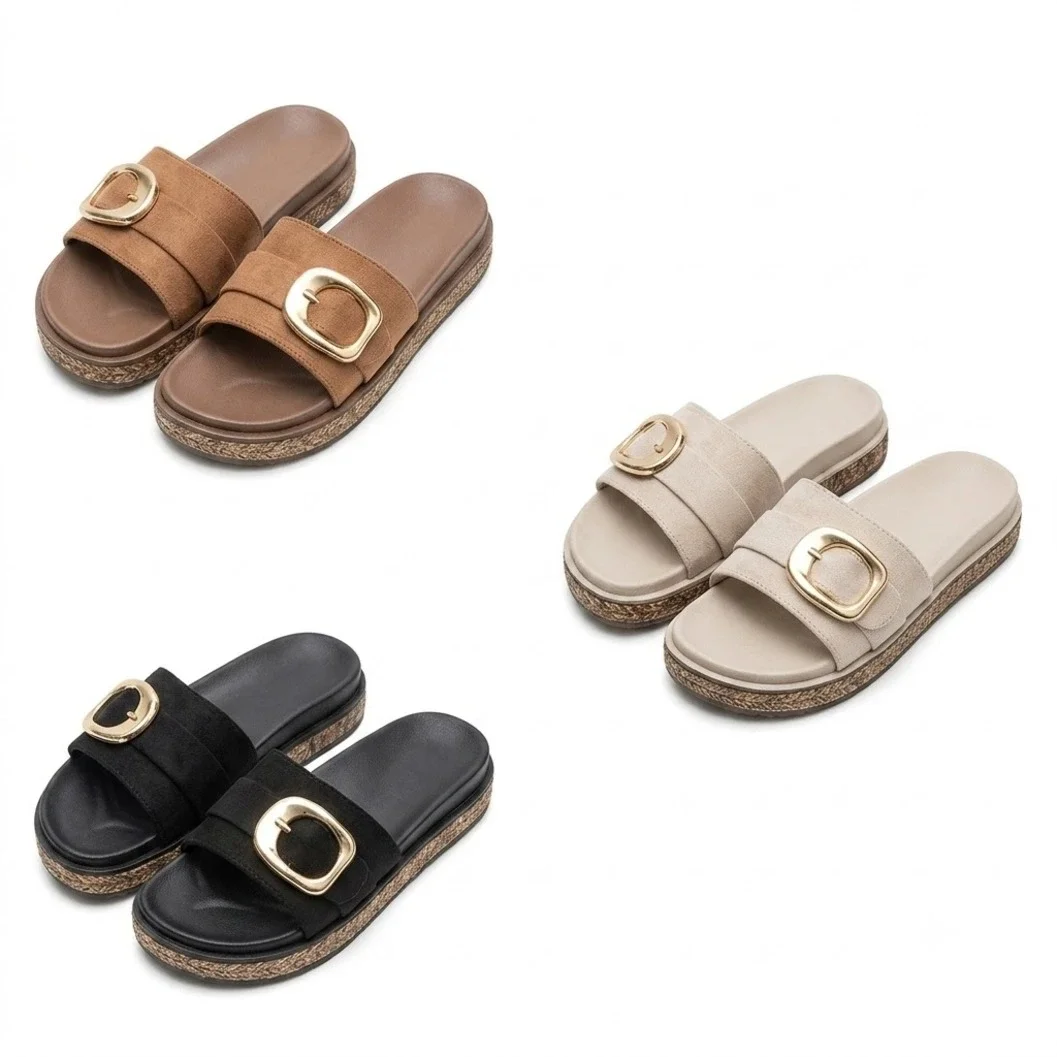Women's Buckle Suede Platform Sandals - image 2