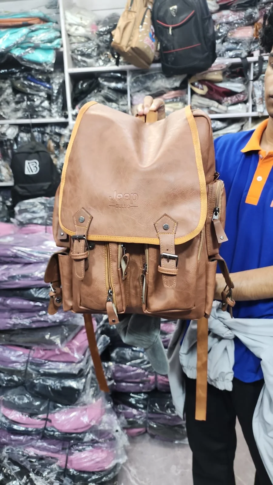 Jeep BULLUO Branded Vintage Leatherette Brown Backpack - image 2