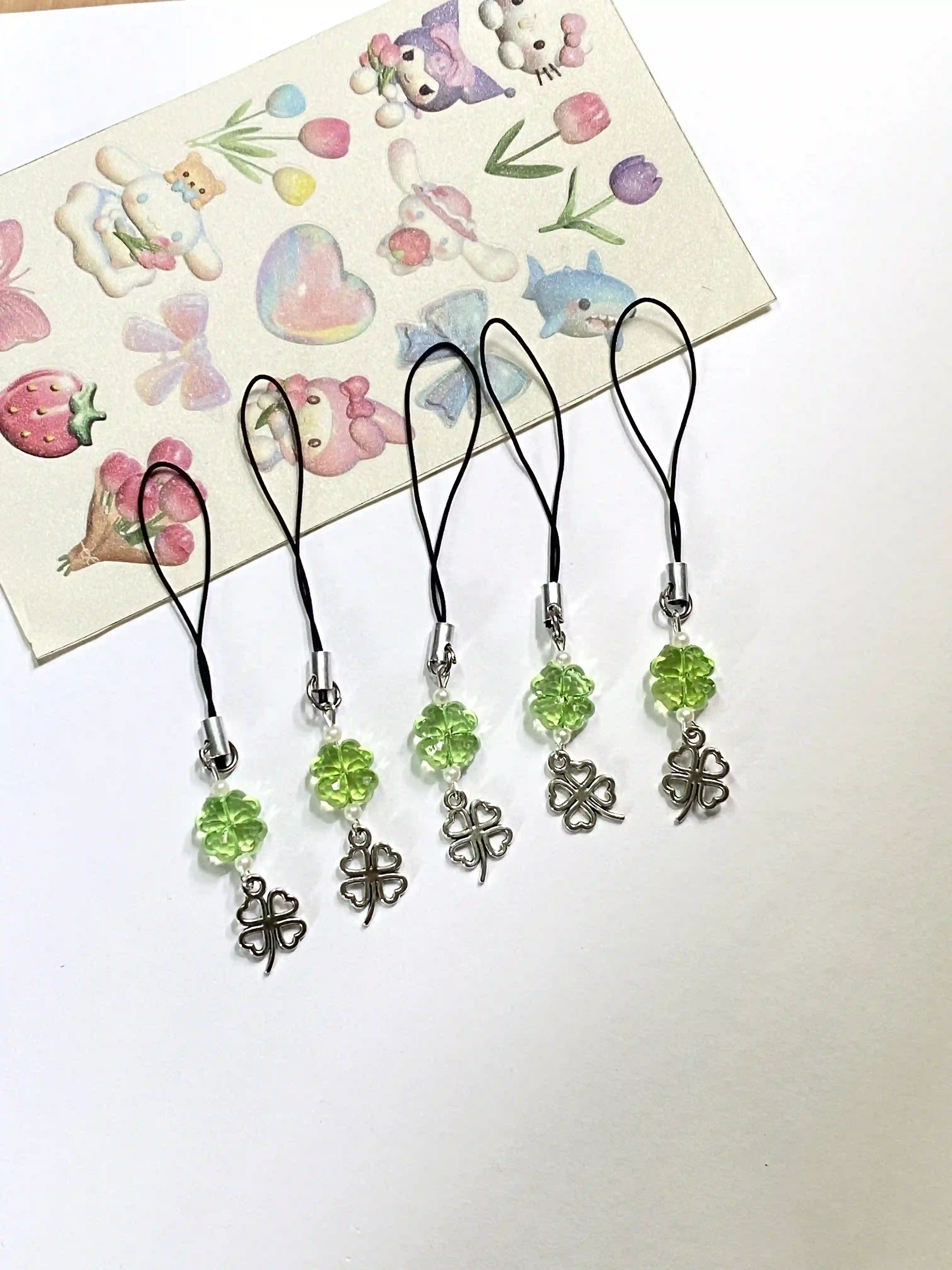 Phone Charm. Cute Clover Phone Strap. Mobile Accessories. - image 4