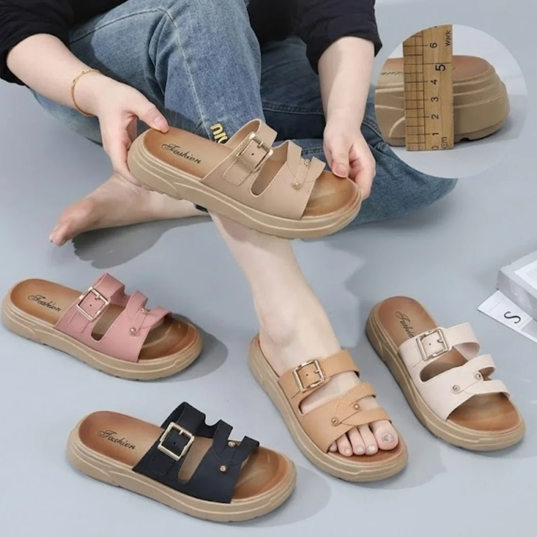 Women's Studded Double-Strap Buckle Platform Sandals - image 2