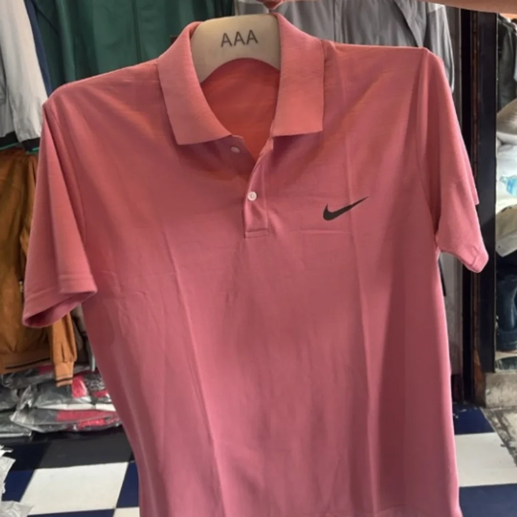 Nike Men's Solid Pink Breathable Performance Polo T-Shirt - image 2