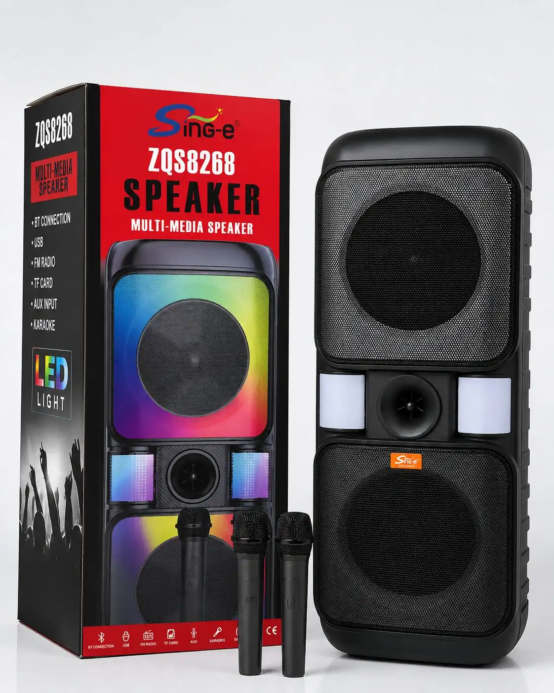 Sing-e ZQS8268 Dual 8-Inch Portable Bluetooth Multi-Media Speaker - image 2