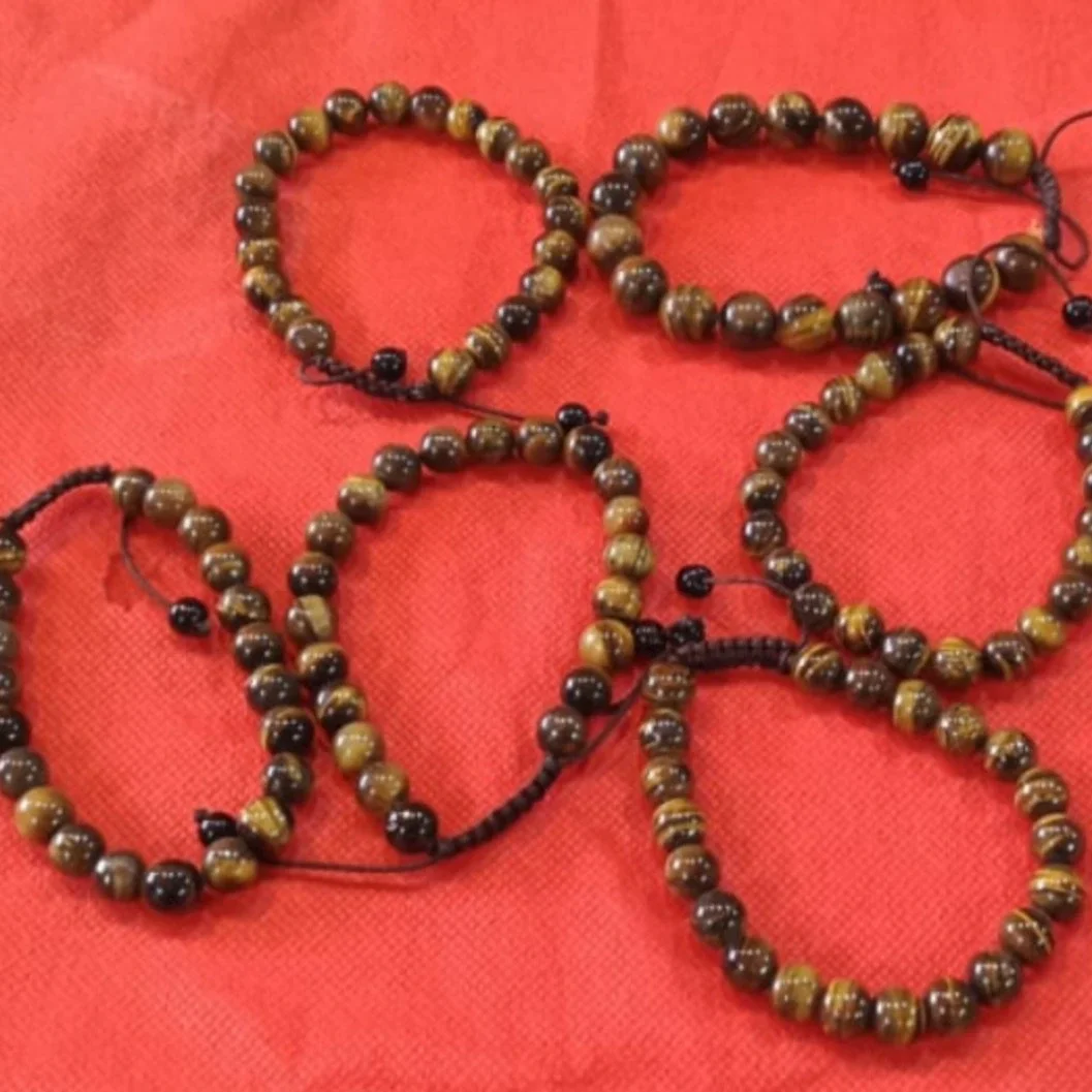 Natural Tiger Eye Stone Bead Bracelet | Adjustable Unisex Crystal Bracelet - image 2