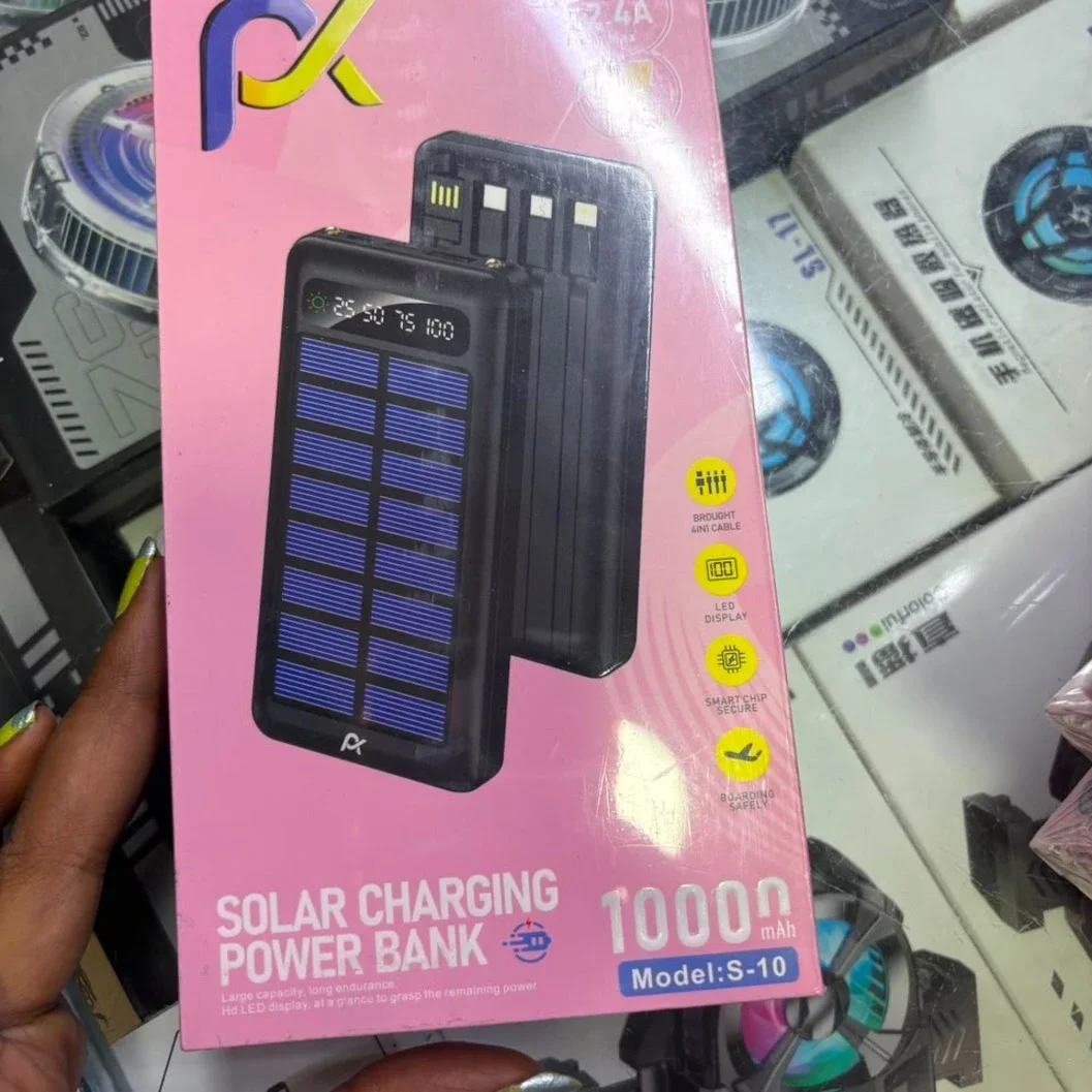 Yosonda S-10 10000mAh Solar Charging Power Bank with Built-in Cables & LED Display - image 2