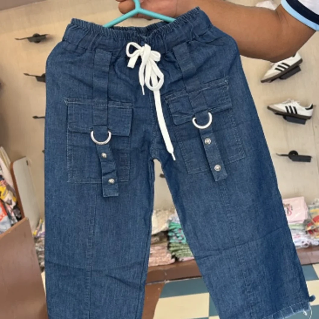 Kids Utility Cargo Wide-Leg Denim Pants - image 2