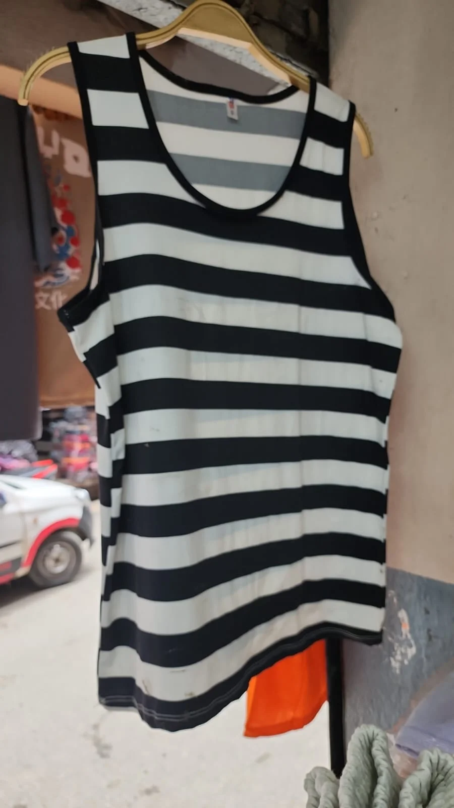 classic black and white striped tank top - image 2