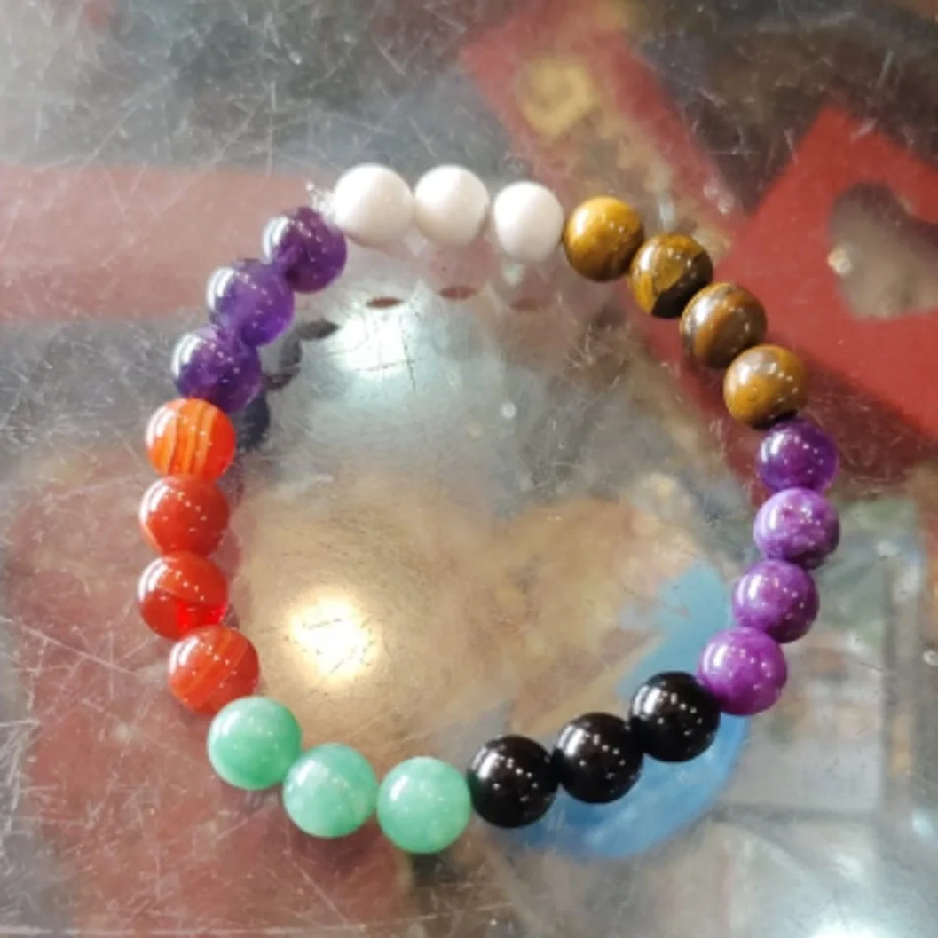 Multicolor Natural Gemstone Beaded Bracelet – Chakra Energy Healing Jewelry - image 2