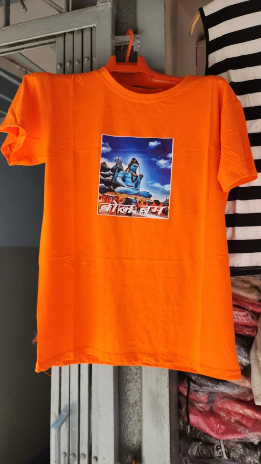 Men's Orange Bol Bam Mahadev Graphic Printed Round Neck T-Shirt - image 2