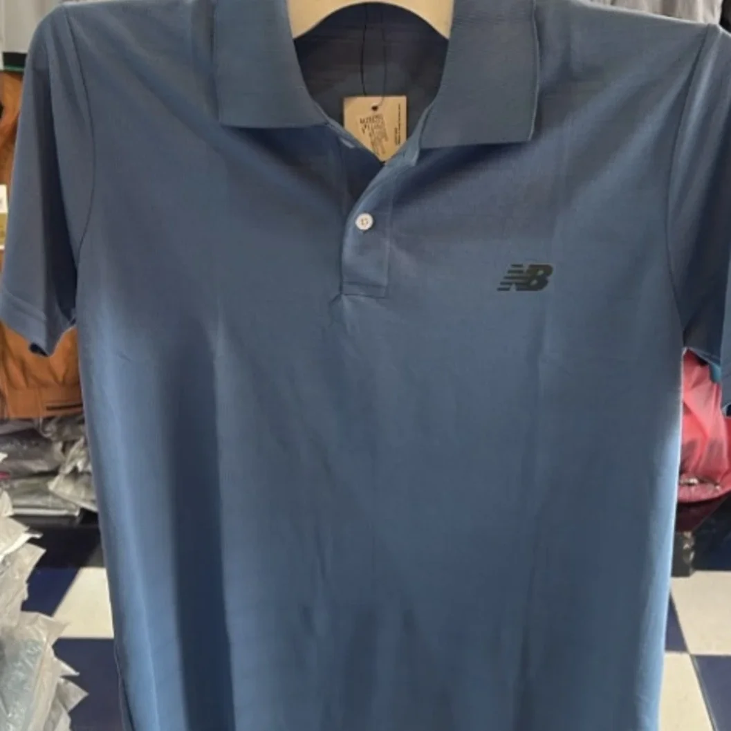 New Balance Men's Premium Slate Blue Cotton Polo T-Shirt - image 2