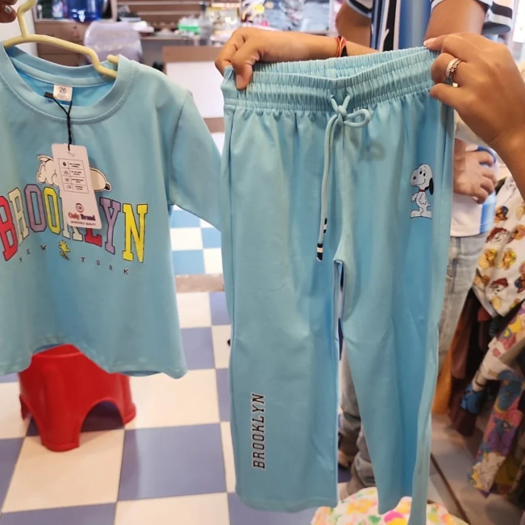Kids' Snoopy Brooklyn Graphic T-Shirt and Jogger Pants Set – Light Blue - image 2