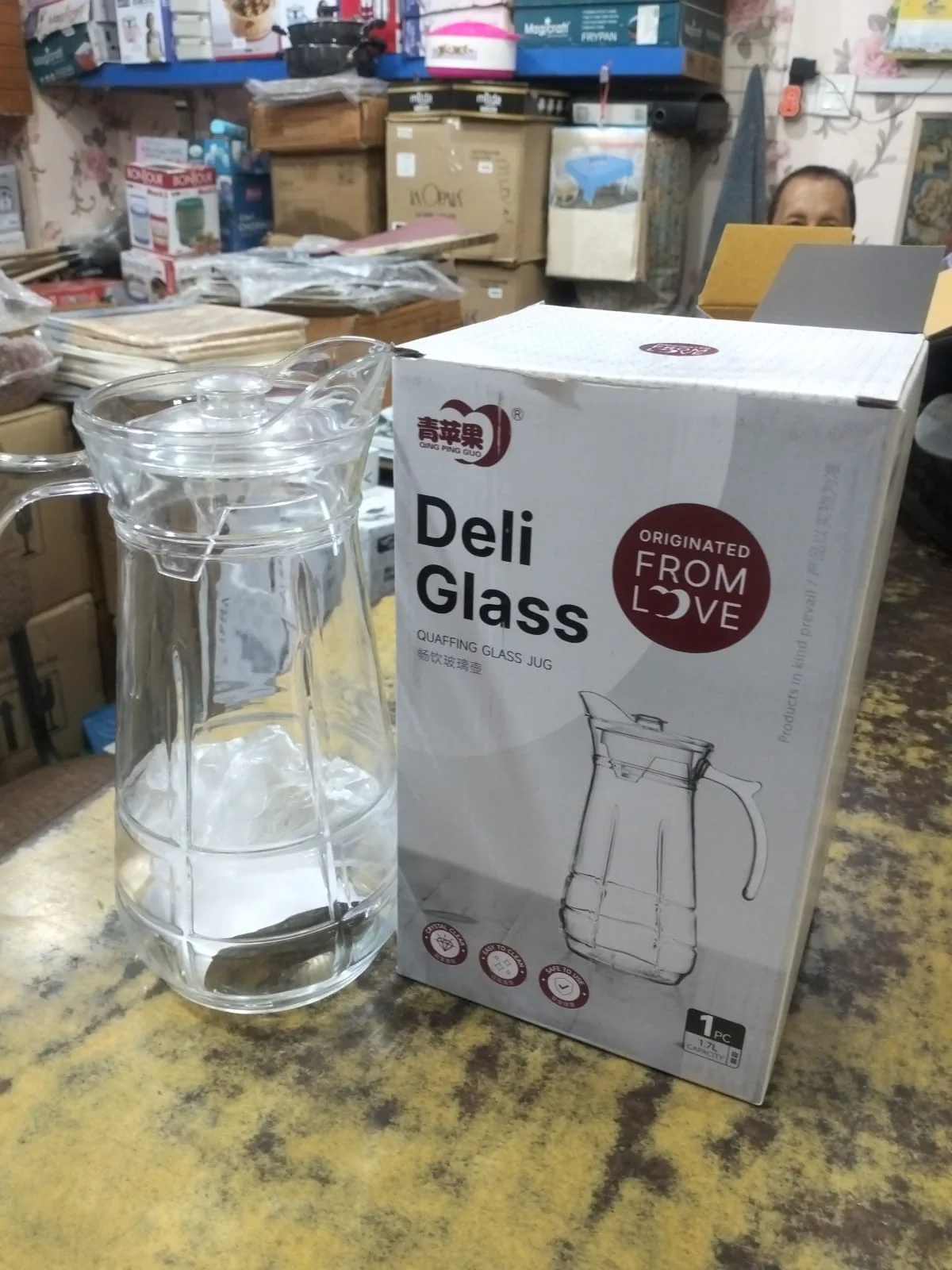 Deli Glass Water & Juice Pitcher Jug with Lid - 1.2L - image 2