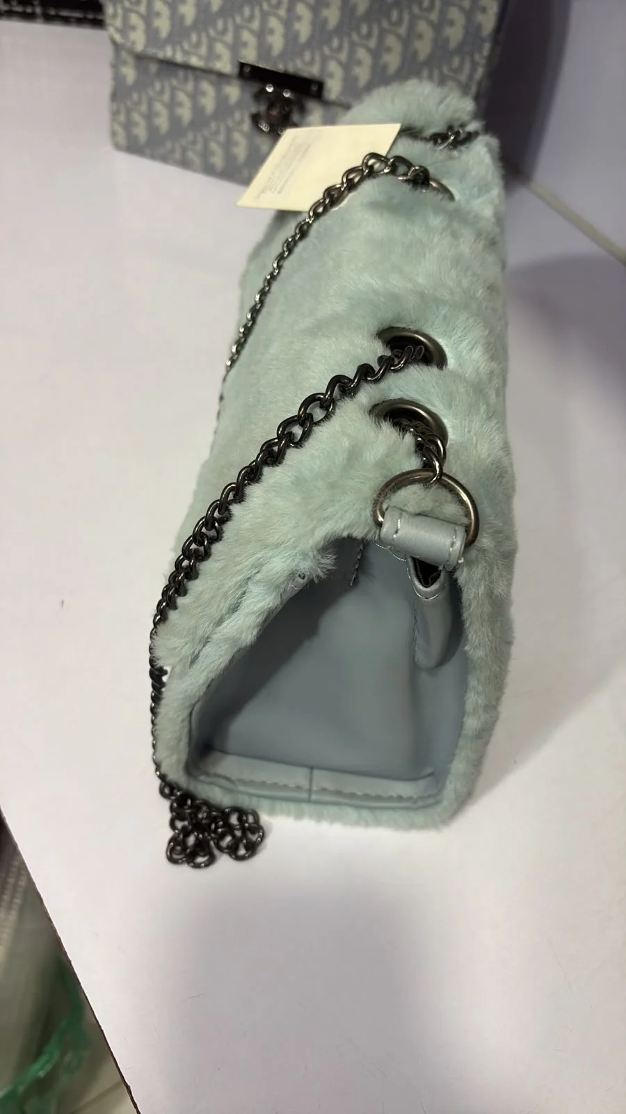 Soft Faux Fur Flap Shoulder Bag with Interlocking Logo Lock - image 4
