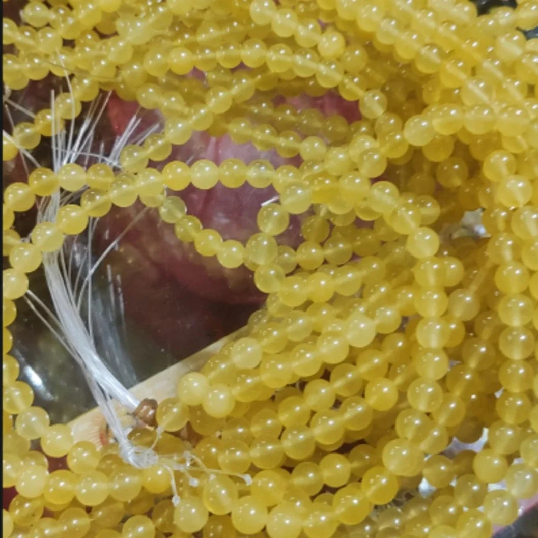 Golden Yellow Bead Strands – Polished Round Glass Jewelry Supply-Cetrine - image 3