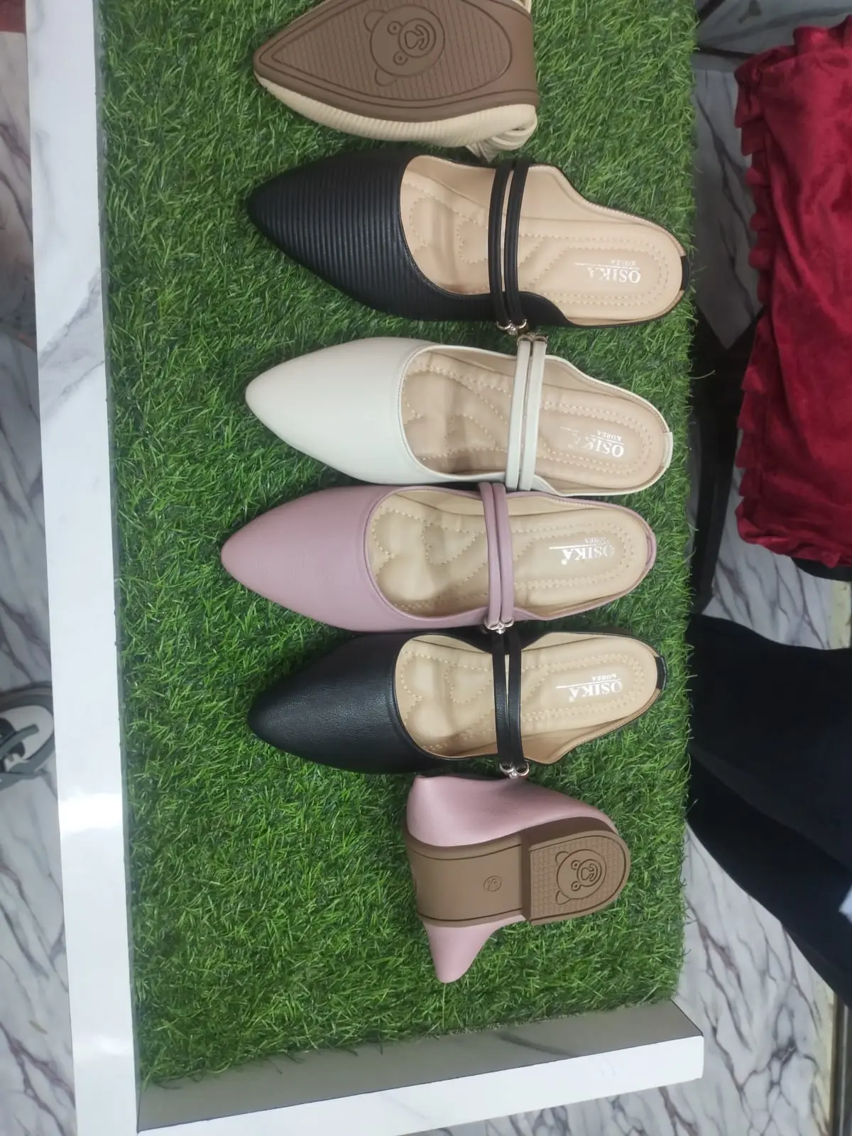 Women's Closed-Toe Block Heel Mules / Casual Ethnic Pointed Flats - image 4
