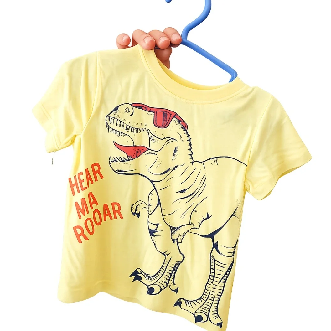 Premium Kids "Hear My Roar" Dinosaur Graphic Cotton T-Shirt – Yellow | Half Sleeve - image 2