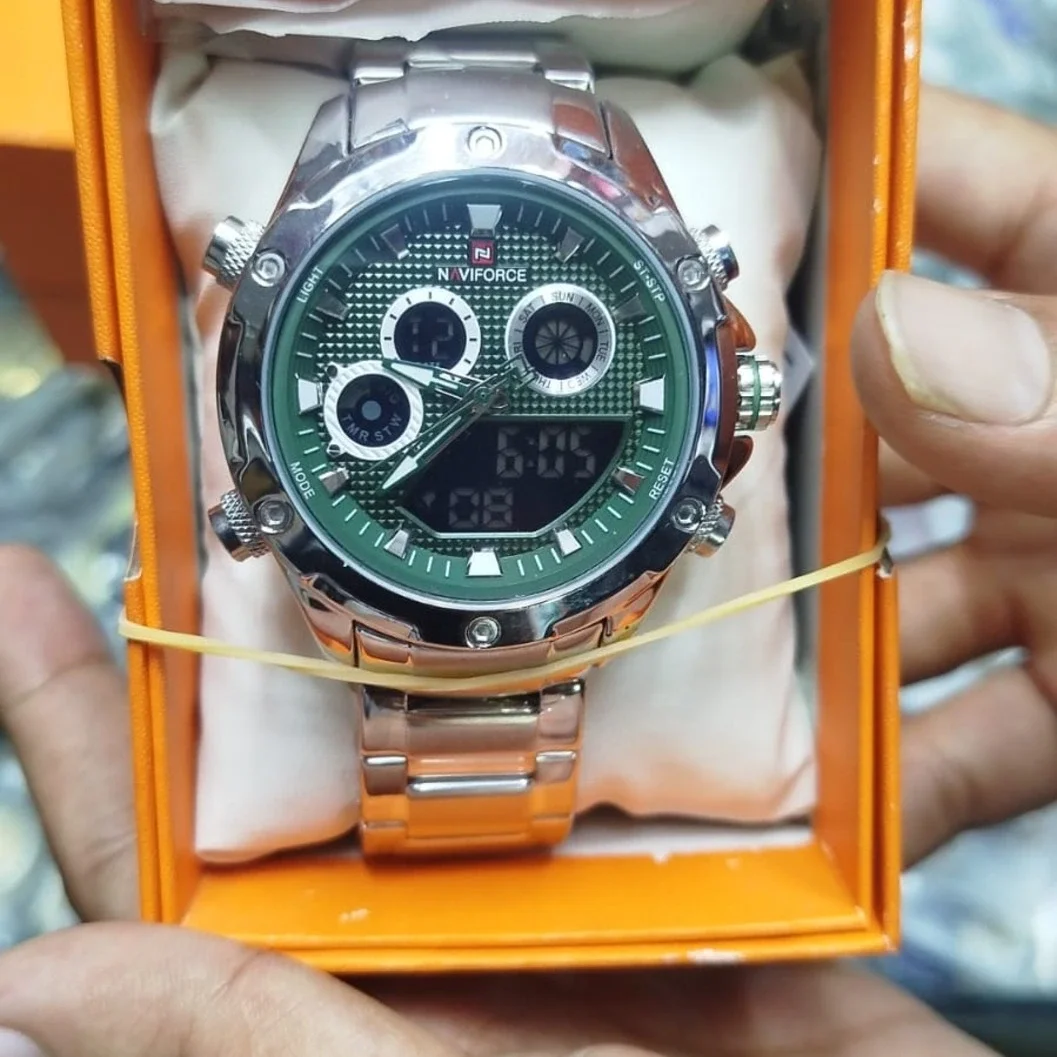 Naviforce Dual Display Stainless Steel Sports Watch - image 2